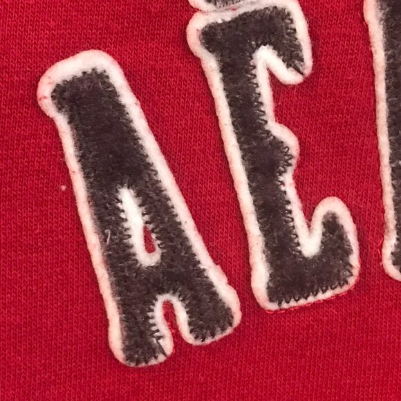 Aeropostale hoodie faux fur lined zip red velvet spell out Y2K women L skater - Picture 6 of 7